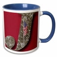 thumbnail image 1 of 3drose, the Letter J on a Red Backdrop with an American Flag on It, 11oz Two-tone Blue Mug, 1 of 6