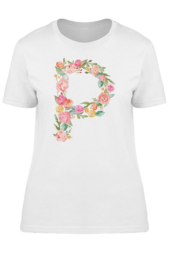 The Letter P With Flowers Tee Women's -Image by Shutterstock