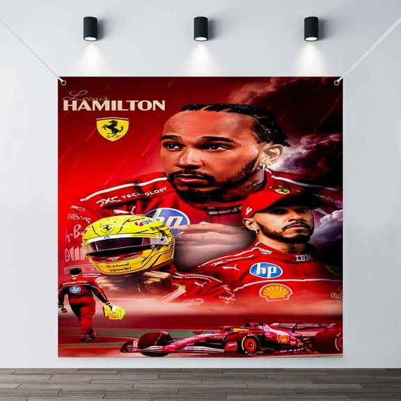 The Lewis Hamilton holiday banner is perfect for adding festive cheer.35.43x35.43in90x90cm