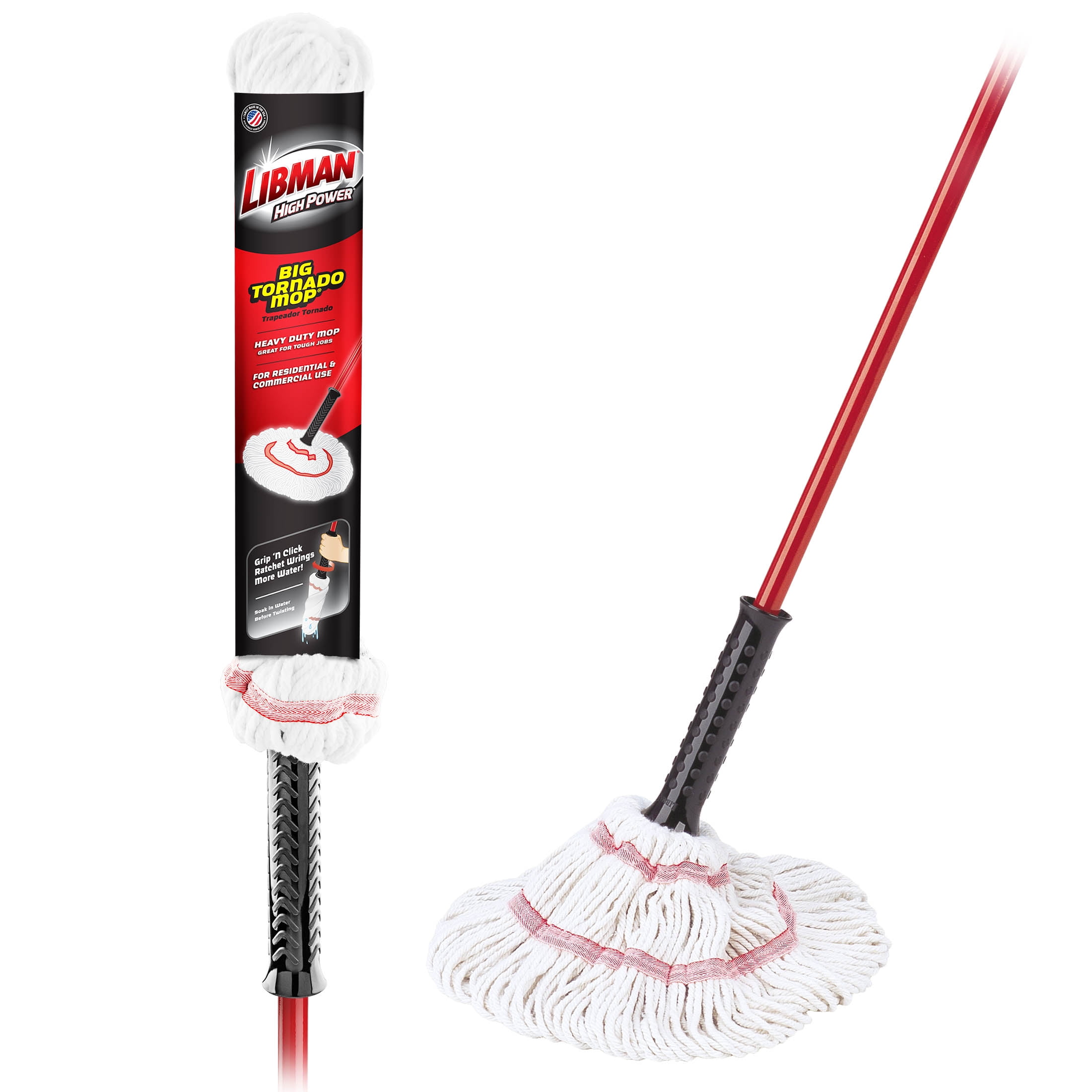 Libman Big Tornado Mop Cotton Blended Head Red Steel Handle