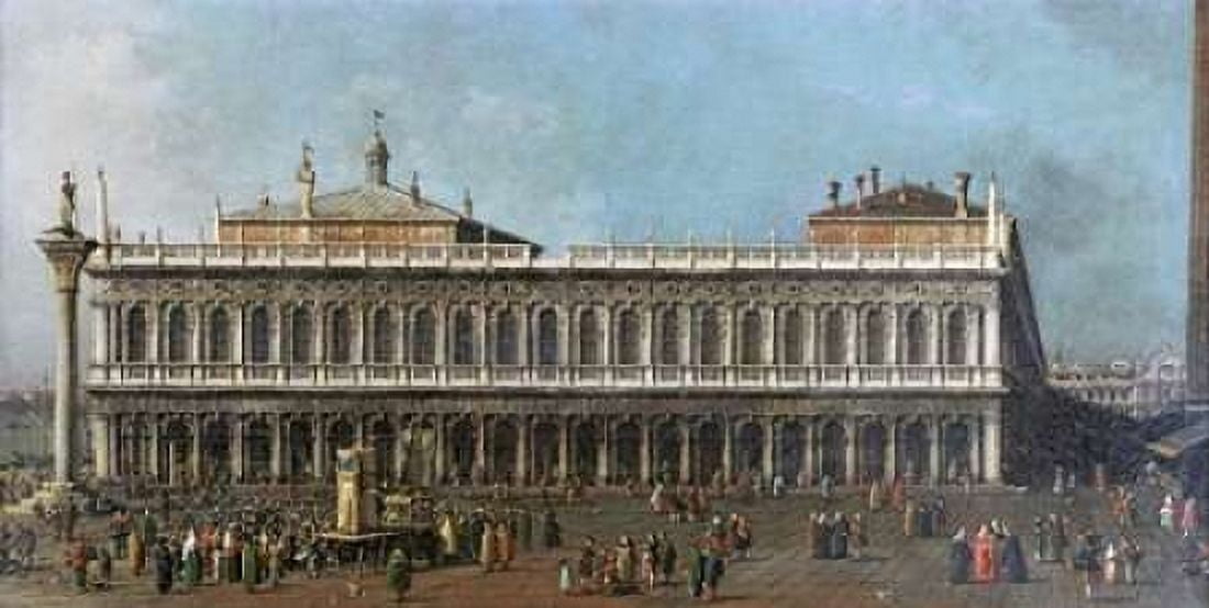 The Library and The Piazetta Venice Canvas Art - Giovanni Antonio Canal (24 x 48)