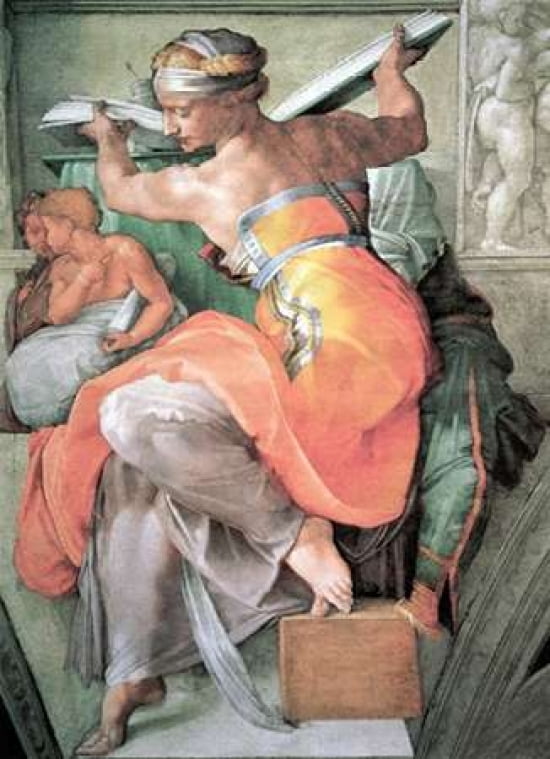 The Libyan Sibyl Canvas Art - Michelangelo (18 x 24)