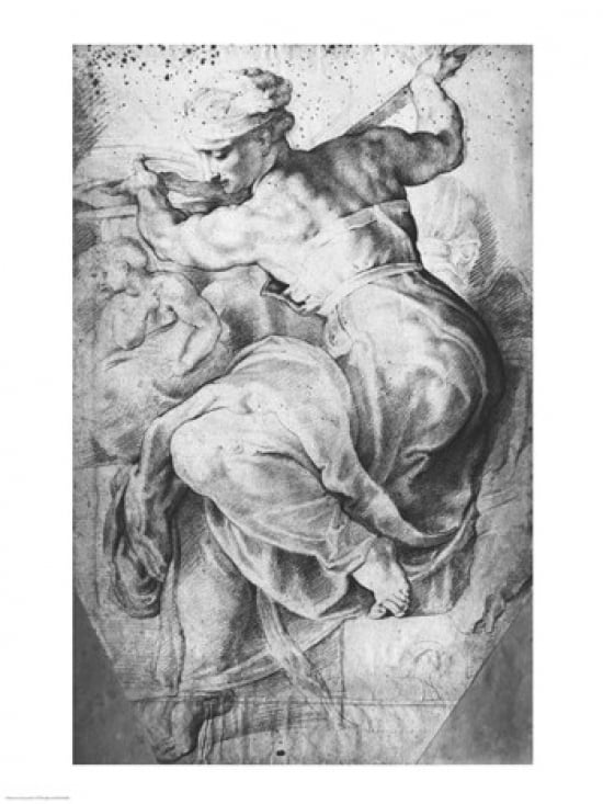The Libyan Sibyl after Michangelo Buonarroti Canvas Art - Peter Paul Rubens (18 x 24)