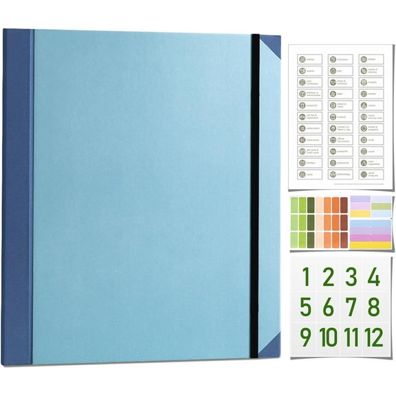 The Life Book Document Organizer - Binder for Important Documents, Foliofor Bills Checks Birth Certificates etc (Blue)
