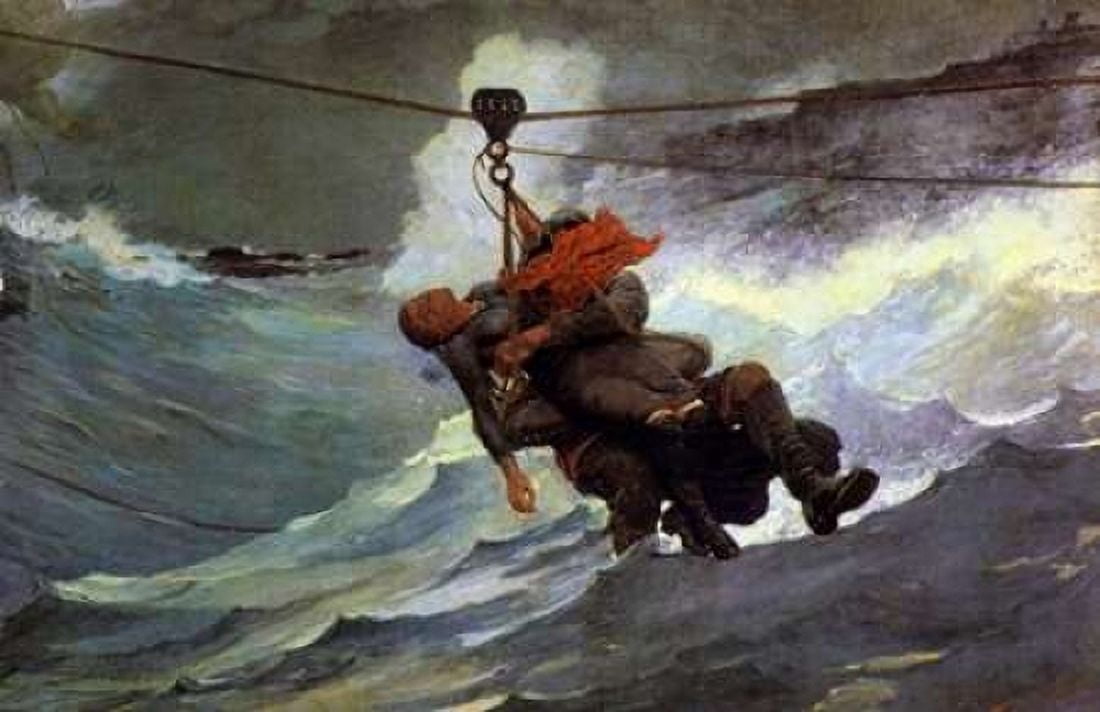 The Life Line Canvas Art - Winslow Homer (12 x 18)