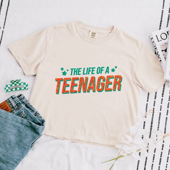 The Life Of A Teenager Puff/Glitter - Womens Boxy Crop Top