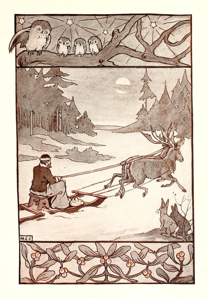 The Life and Adventures of Santa Claus 1902 Santa & sleigh Canvas Art - Mary Cowles Clark (18 x 24)