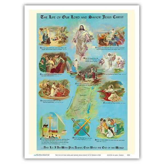 The Life of Our Lord and Savior Jesus Christ - Vintage Religious Art by W. Bronn c.1960 - Master Art Print (Unframed) 9in x 12in