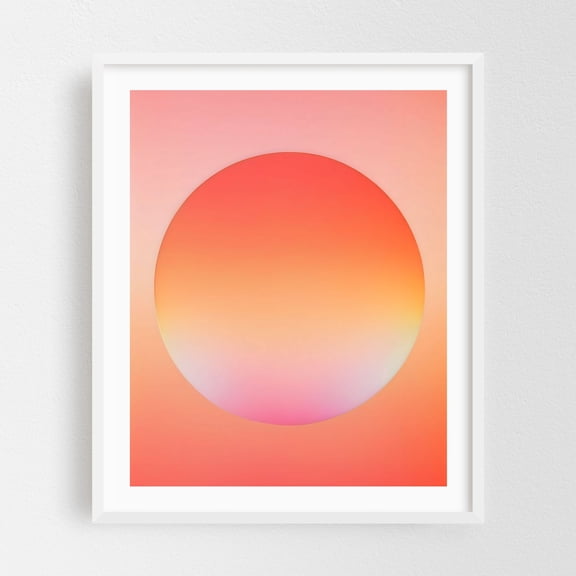 The Light Within - India Digital Art Abstract Sunset Minimalist Modern Art Geometric Pastel White Framed Wall Art Print 16 x 20 inches