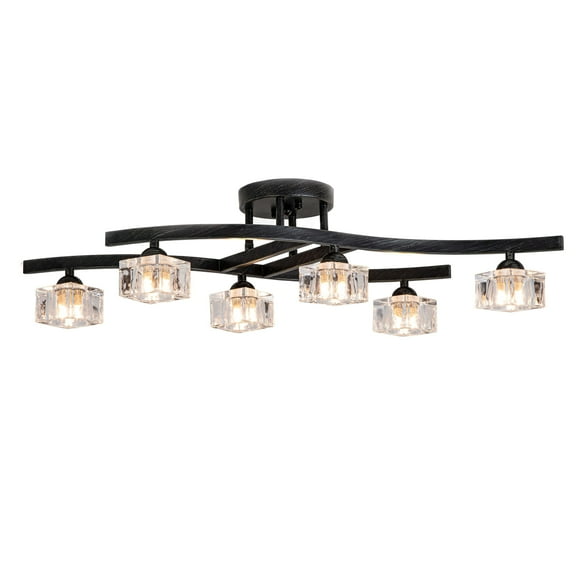 The Lighting Store Aika 6-Light Antique Black Flush Mount with Clear Shades