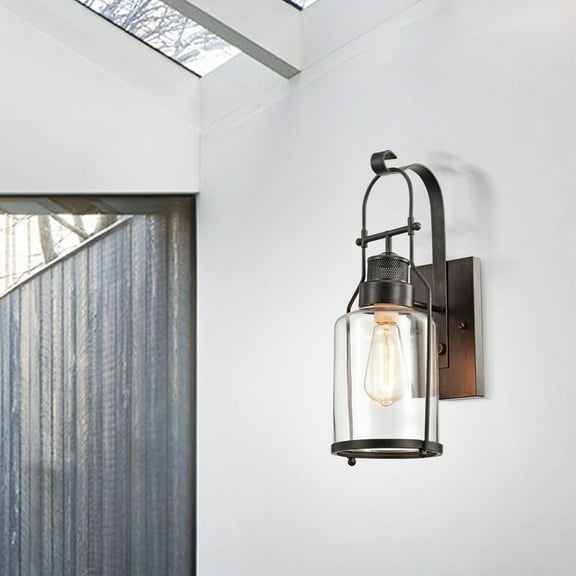 The Lighting Store Belinda Antique Black Finish Rustic Wall Sconce Lantern