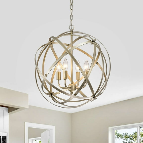 The Lighting Store Benita Light Gold with Bronze Tone Metal Large Orb 4-light Chandelier