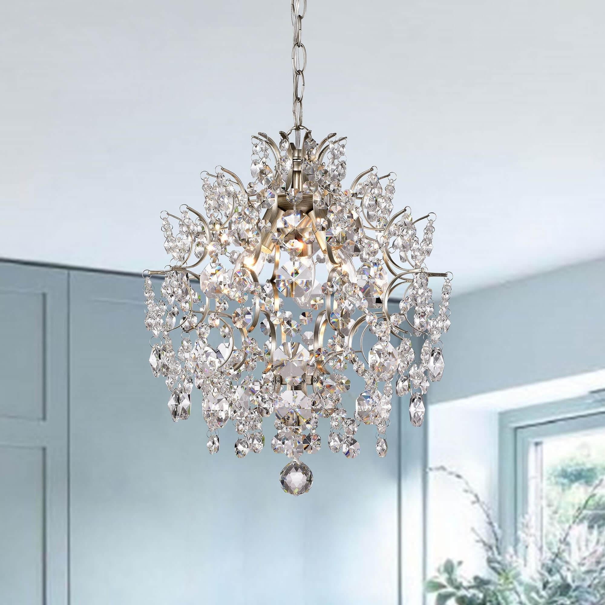 Daisy 16" Brushed Champagne Silver Crystal Chandelier
