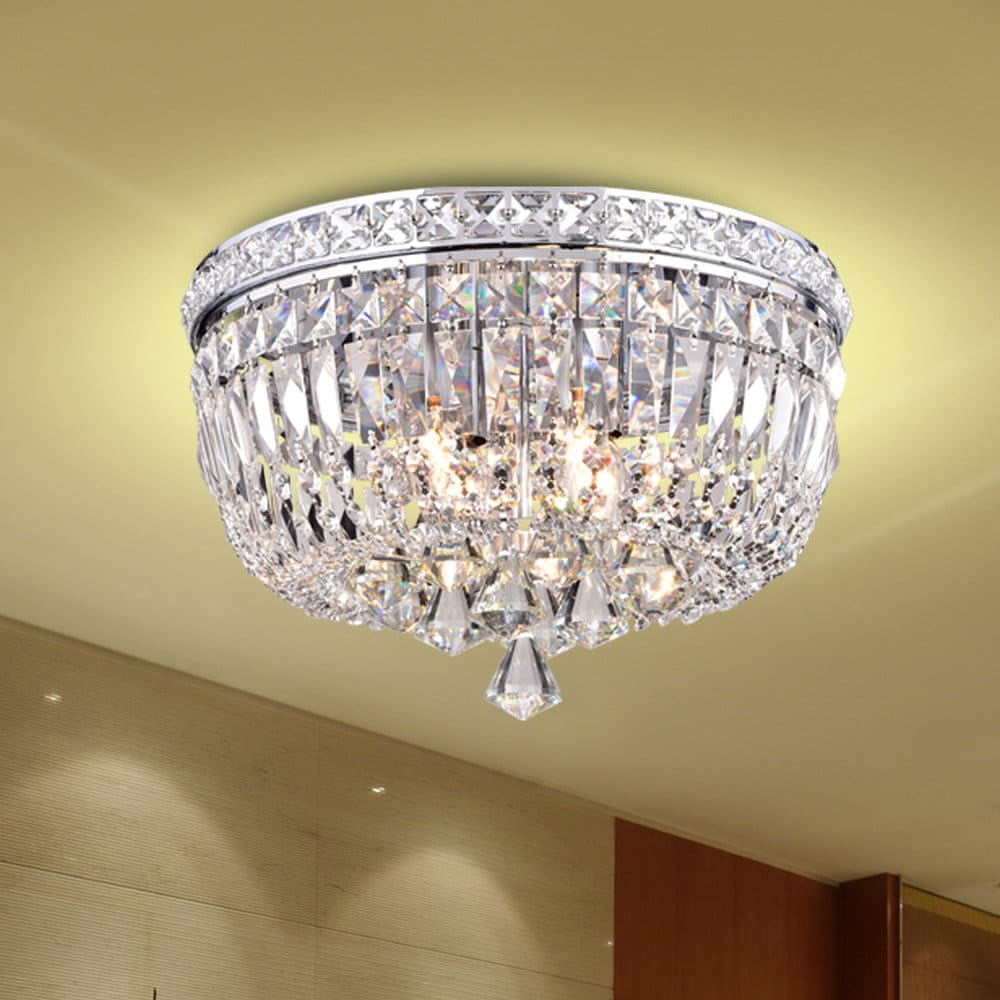 Elisa 15'' Chrome and Crystal Flushmount Chandelier