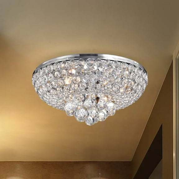 The Lighting Store Francisca 4-light Chrome Finish Flush Mount Crystal Chandelier