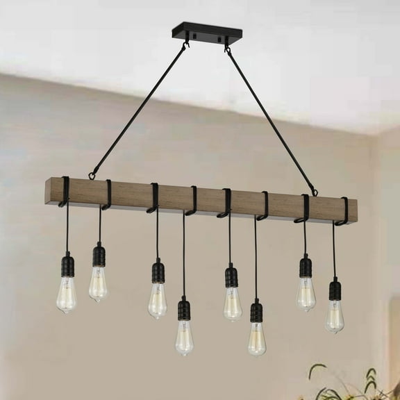 The Lighting Store Irma 8-light Natural Wooden Beam Linear Chandelier