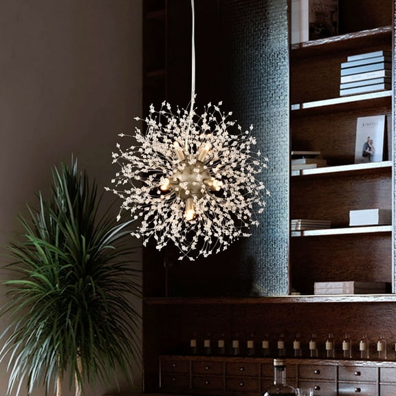 The Lighting Store Liria 8-Light Brushed Silver-ish Champagne Beads Firework Chandelier