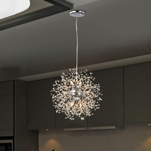 The Lighting Store Liria 8-Light Chrome Clear Beads Firework Pendant Chandelier