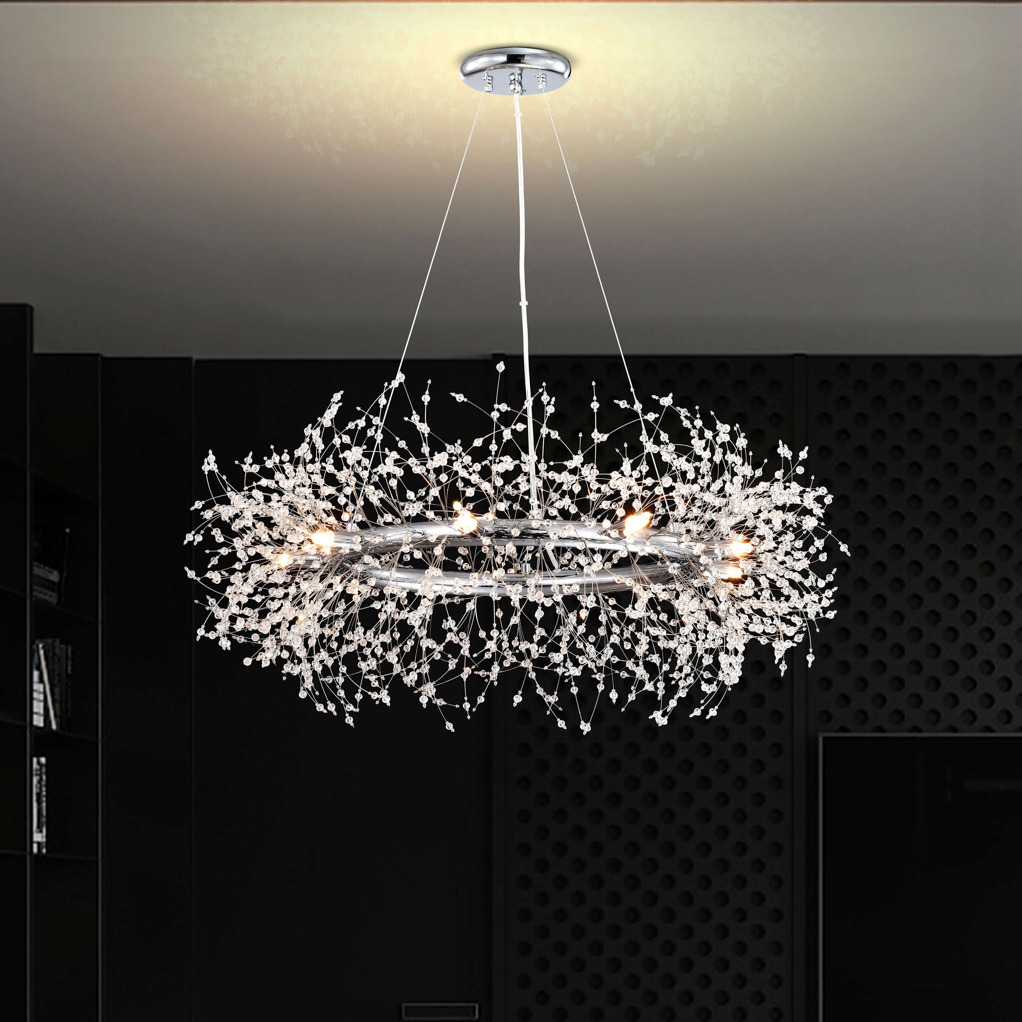 Liria 31.5'' Chrome and Crystal Firework Chandelier