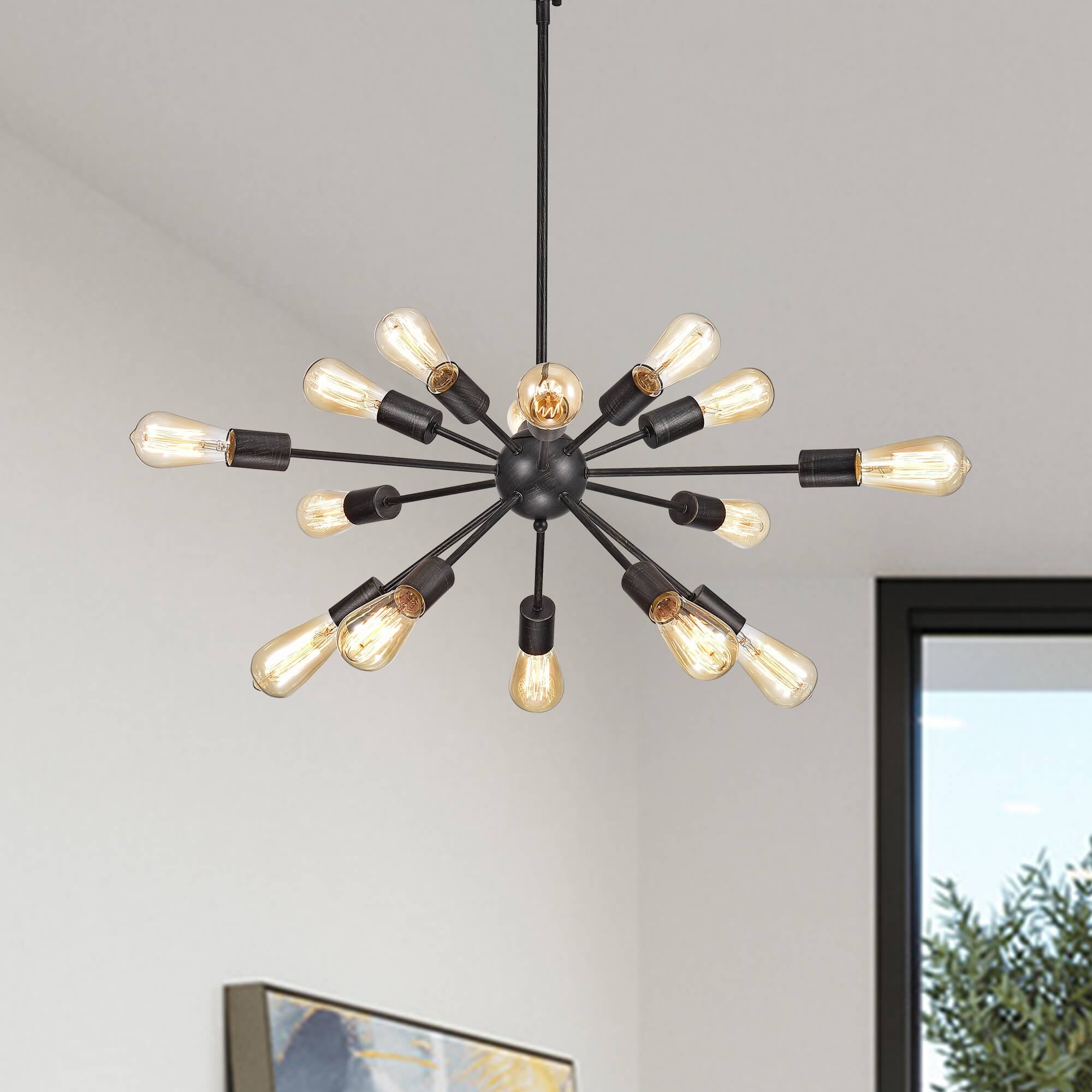Lorena Black Iron 15-Light Sputnik Industrial Chandelier
