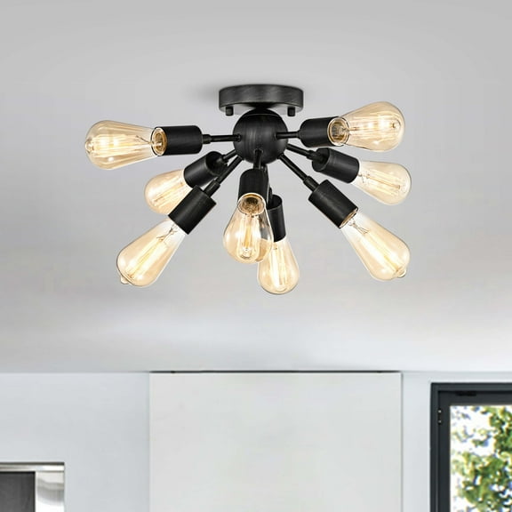 The Lighting Store Lorena Sputnik Antique Black 8-Light Industrial Flush Mount