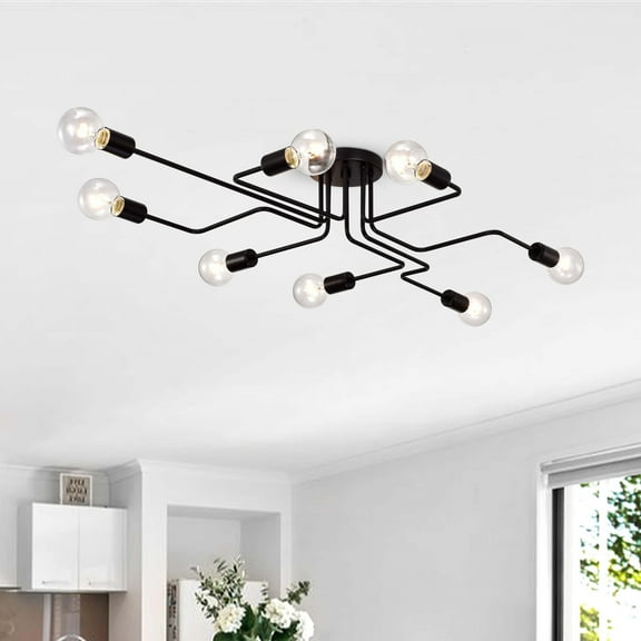 The Lighting Store Olalla 8-Light Black Sputnik Linear Flush Mount