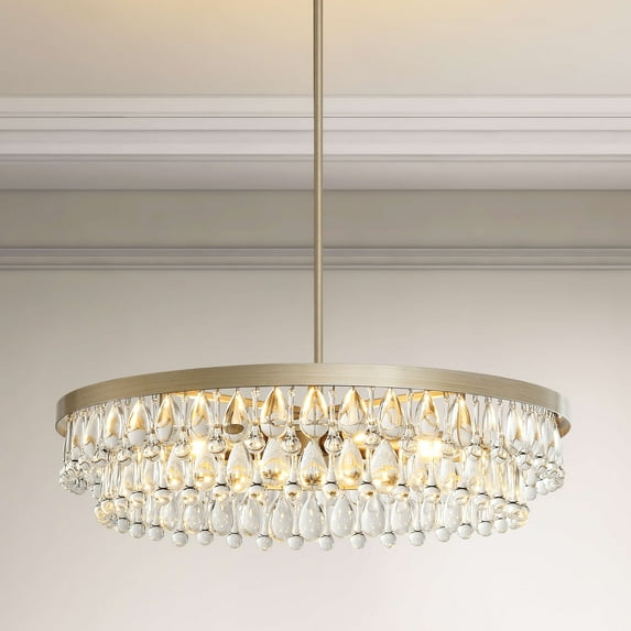 The Lighting Store Viviana Brushed Champagne Silver Finish Crystal 6-light Chandelier - 40