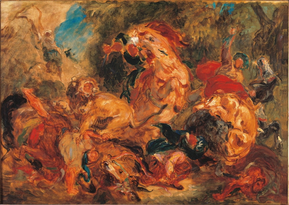 The Lion Hunt Canvas Art - (36 x 24)