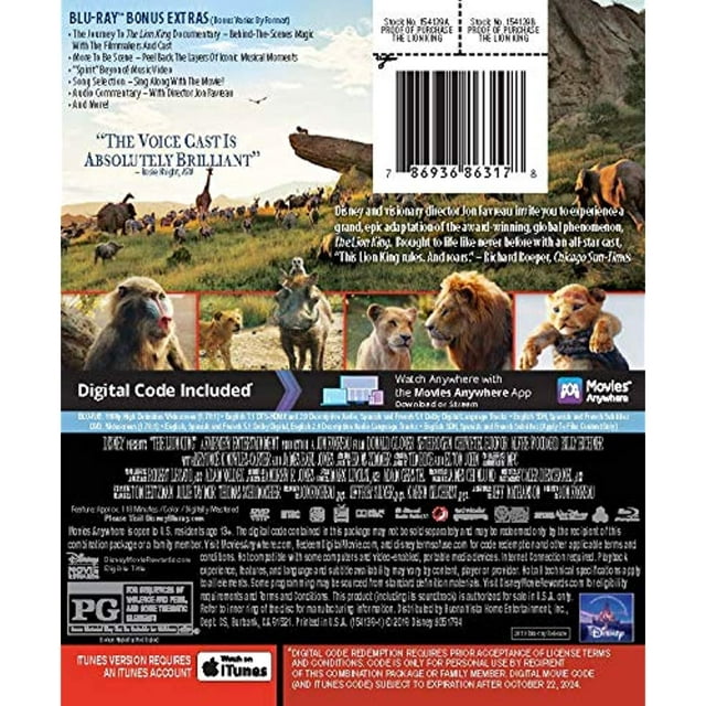 The Lion King 2019 (Blu-ray + DVD + Digital Copy)