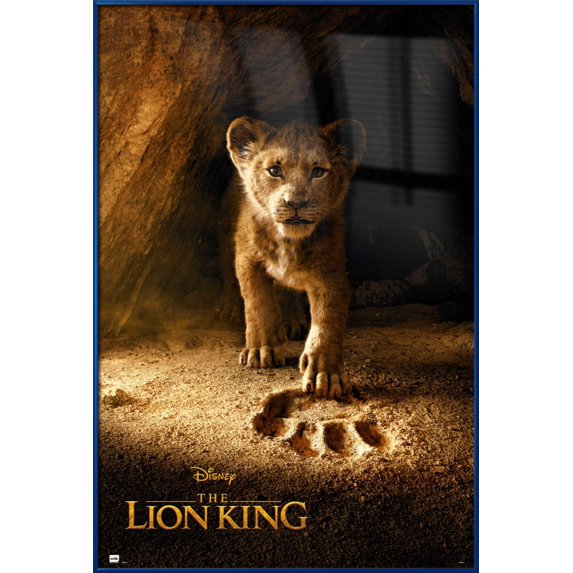 The Lion King 2019 - Framed Disney Movie Movie Poster (Teaser - Simba) (Size: 24" X 36") (Metallic Blue Plastic Frame)