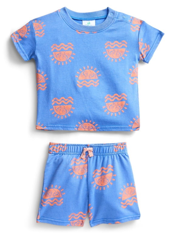 The Lion King Baby Boys Allover Print Short Sleeve Tee and Shorts Set, 2-Piece, Sizes 0/3M-24M