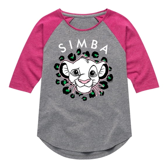 The Lion King - Cheetah Print - Simba - Toddler & Youth Girls Raglan Graphic T-Shirt