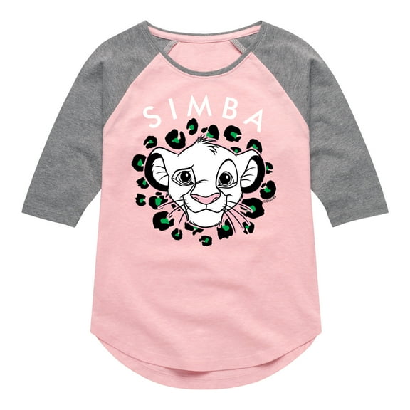 The Lion King - Cheetah Print - Simba - Toddler & Youth Girls Raglan Graphic T-Shirt