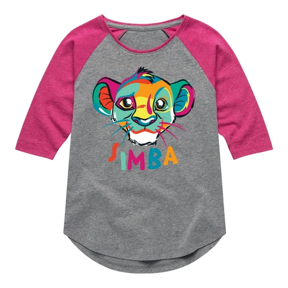 The Lion King - Colorful Simba - Toddler & Youth Girls Raglan Graphic T-Shirt