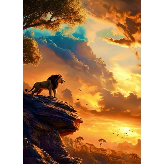 The Lion King Diamond Art Kits for Adults,5D Diamond Painting Kits for Adults,Simba Paint with Numbers Diamonds for Home Wall Decor 12x16 Inch