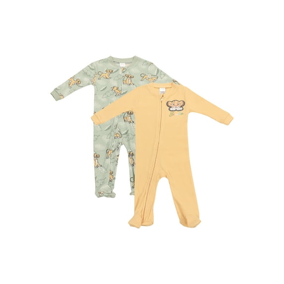 The Lion King Disney Newborn Baby Boys Coverall Rib Footie, Wheat, 0-9 Months, 2 Pack
