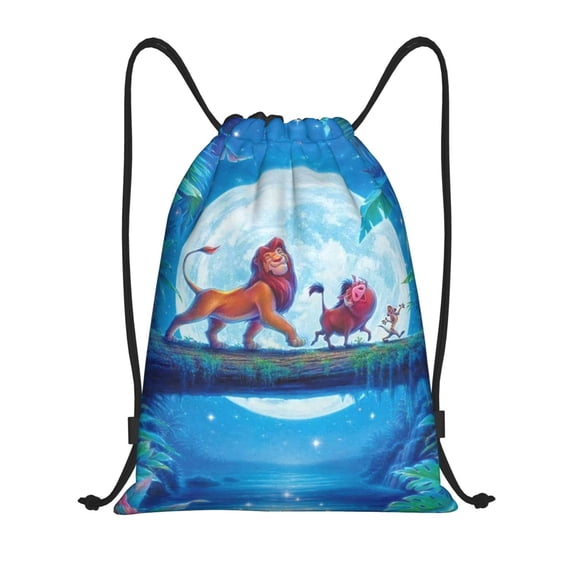 The Lion King Drawstring Backpack Fashion Print Waterproof String Bags Lightweight Shoulder Bag Sackpack for Sport Gym Beach Shopping Yoga Travel