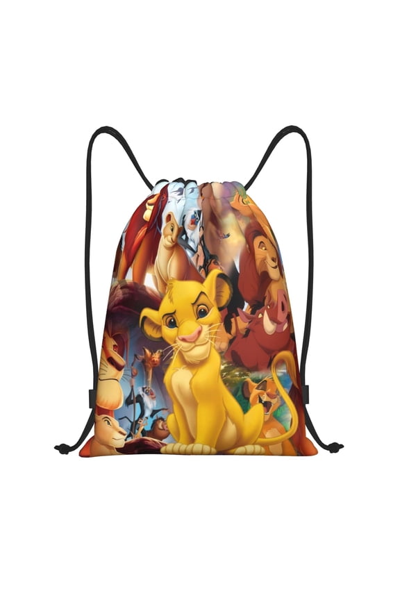 The Lion King Drawstring Backpack Fashion Print Waterproof String Bags Lightweight Shoulder Bag Sackpack for Sport Gym Beach Shopping Yoga Travel