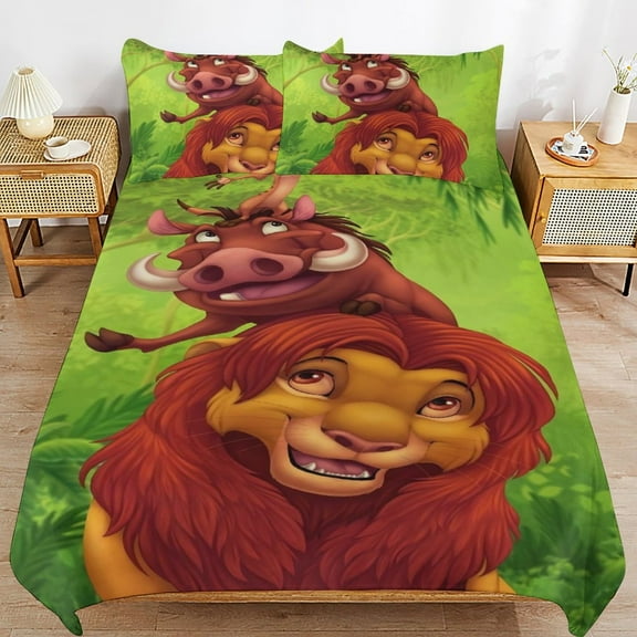 The Lion King Duvet Cover 3 Pcs Set Cute Kids Comforter Cover with 2 Pillowcases Luxury Soft Bedding Bedroom Decor for Teens Boys Girls, 86"x70"