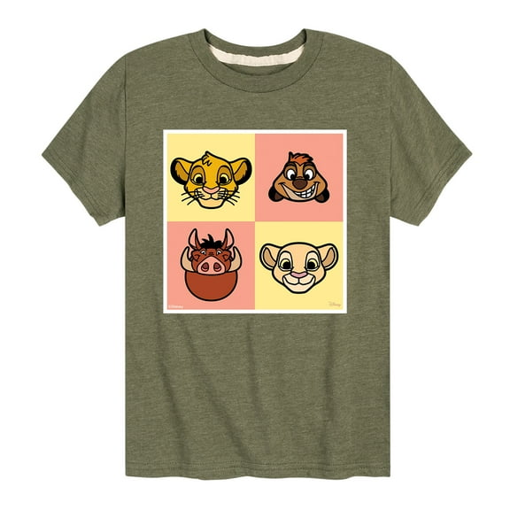 The Lion King - Faces Lion King Grid - Youth Short Sleeve Graphic T-Shirt