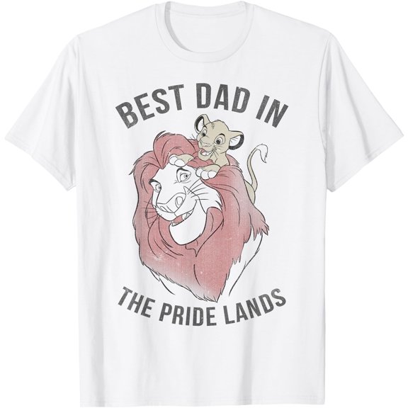 The Lion King Father's Day Simba & Mufasa Best Dad DTG Print Unisex T-Shirt,White Color,Size 3XL