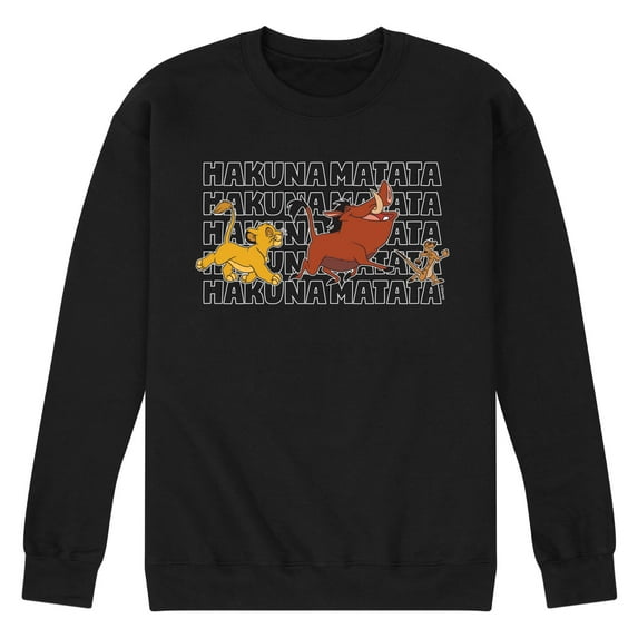The Lion King - Hakuna Matata Outlined Words - Men's Crew Neck Fleece Pullover
