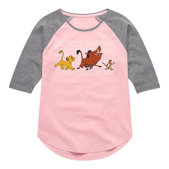 The Lion King - Hakuna Matata Outlined Words - Toddler & Youth Girls Raglan Graphic T-Shirt