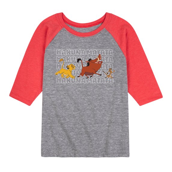 The Lion King - Hakuna Matata Outlined Words - Toddler & Youth Raglan Graphic T-Shirt