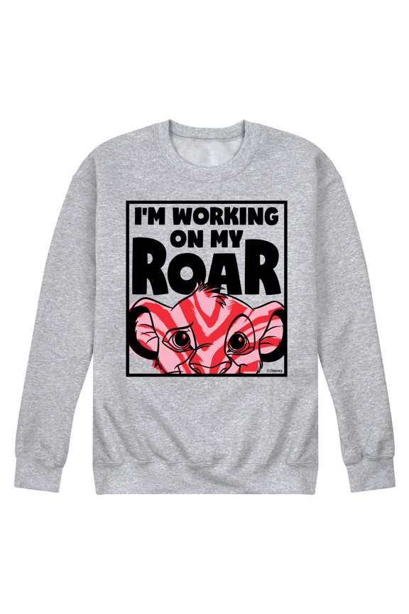 The Lion King - I'm Working on my Roar - Simba - Men's Crew Neck Fleece Pullover