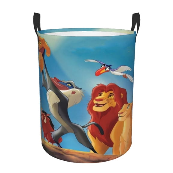 The Lion King Laundry Hamper With Handle Funny Waterproof Foldable Circular Storage Bin Toys Clothes Round Organizer Basket for Bedroom Bathroom Home Kids Small
