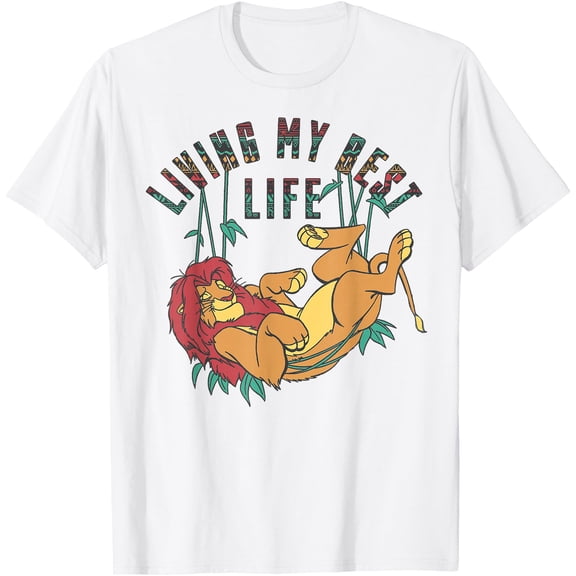 The Lion King Living My Best Life Simba Text Fill DTG Print Unisex T-Shirt