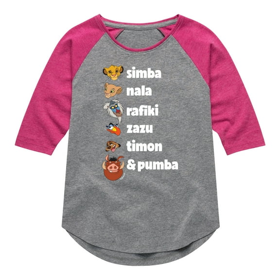 The Lion King - Main Characters - Toddler & Youth Girls Raglan Graphic T-Shirt