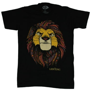 The Lion King Mens T-Shirt - Proud Simba With African Print Mane Image (Small)