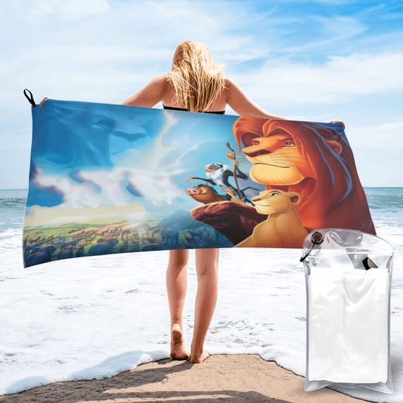 The Lion King Microfiber Beach Towel Oversized Lightweight Quick Dry Sand Free Large Towels for Swimming Pool Camping Beach Accessories Travel Things for Vacation Essentials Gift